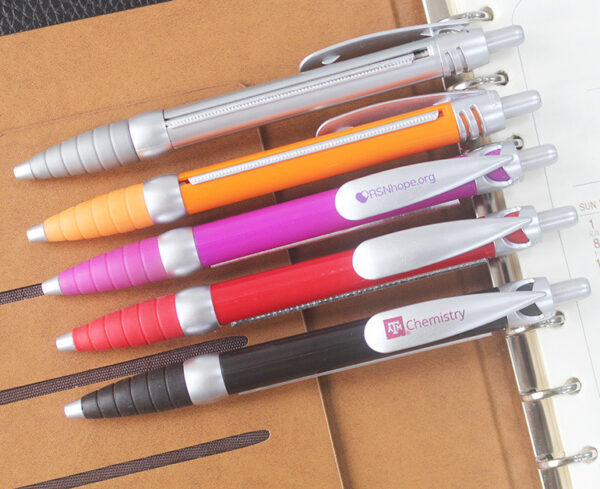 custom logo on clip banner pens